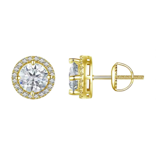 MOISSANITE HALO STUD EARRINGS