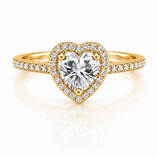 HEART CUT HALO MOISSANITE RING