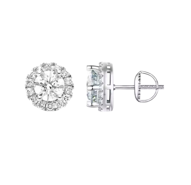 Moissanite Halo Stud Earrings