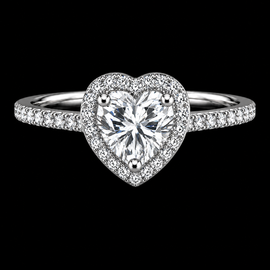 HEART CUT HALO MOISSANITE RING