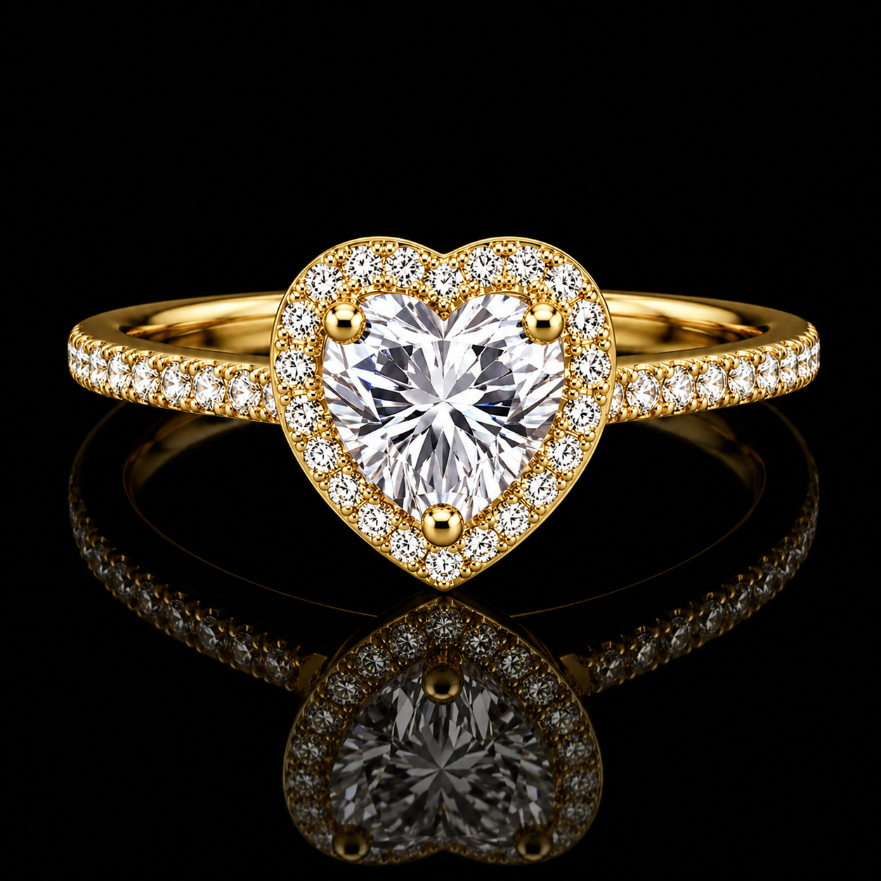 HEART CUT HALO MOISSANITE RING