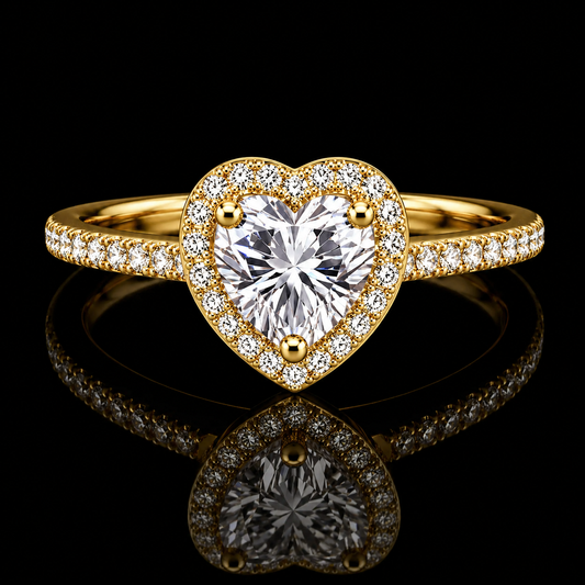 HEART CUT HALO MOISSANITE RING