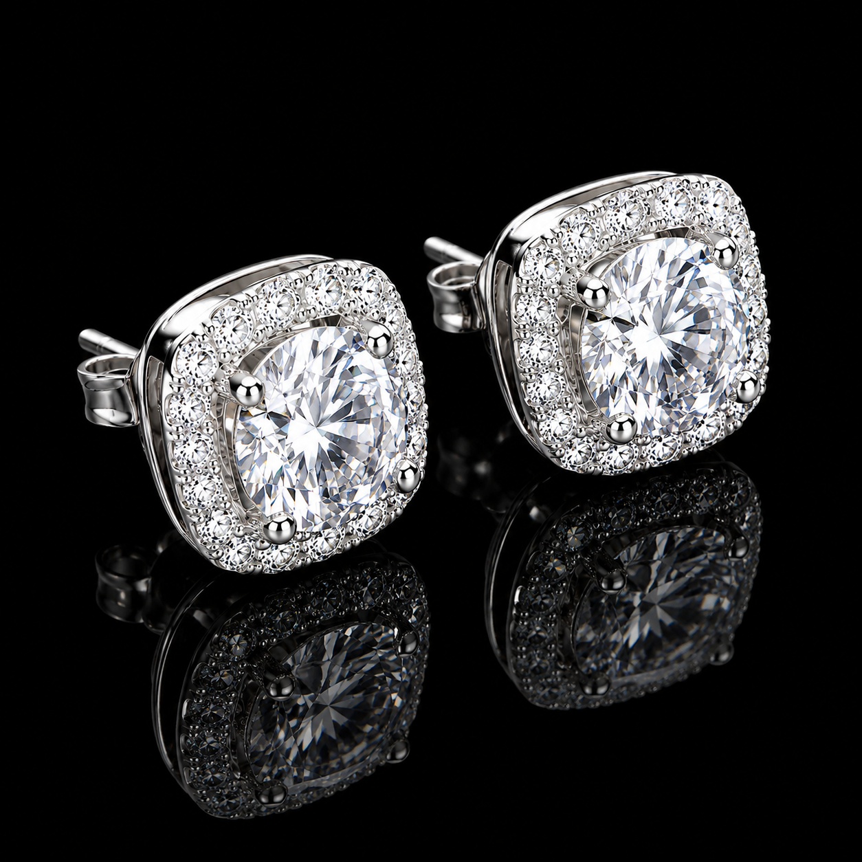 RADIANT HALO MOISSANITE STUD EARRINGS