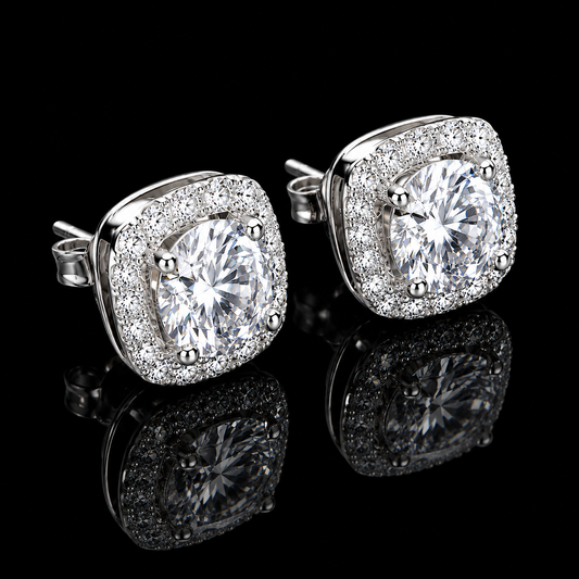 RADIANT HALO MOISSANITE STUD EARRINGS