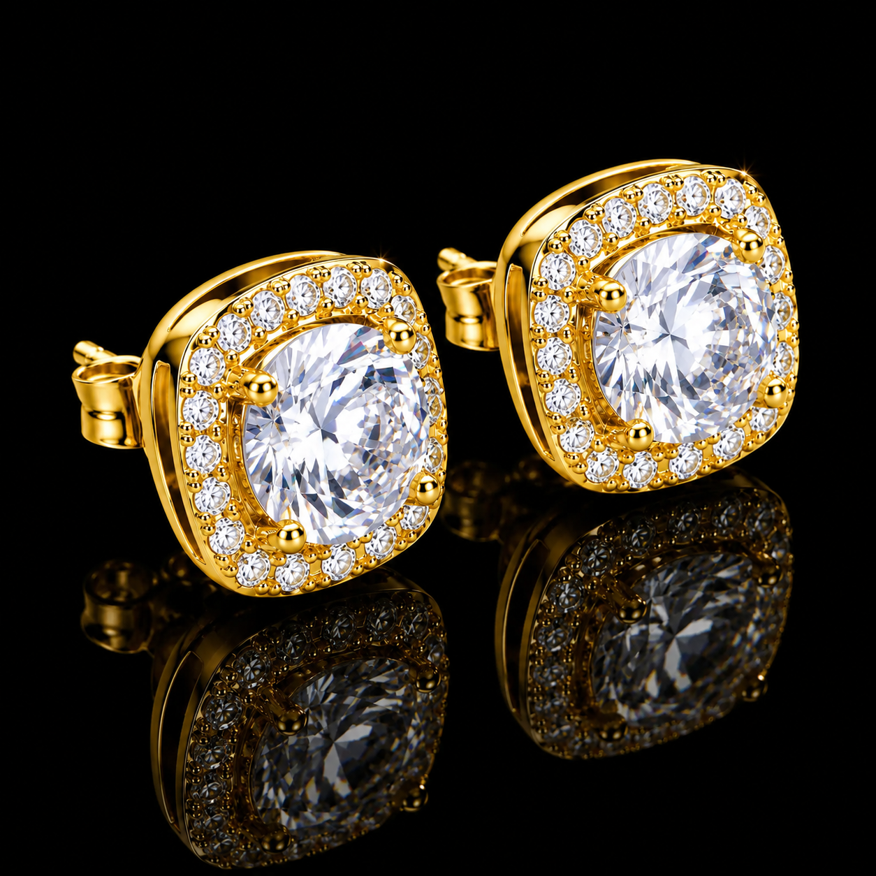 RADIANT HALO MOISSANITE STUD EARRINGS