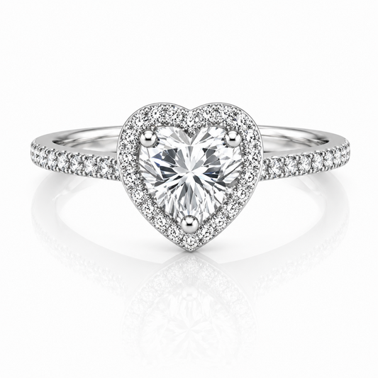 HEART CUT HALO MOISSANITE RING