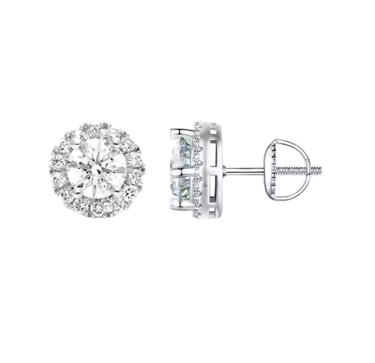 MOISSANITE HALO STUD EARRINGS